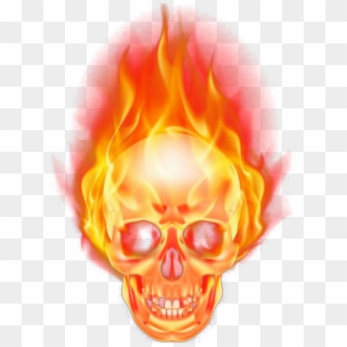 Skull Burning Fire Firing - Skull On Fire Png Clipart