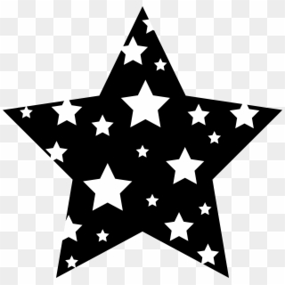 Black And White Starry Star - Black Star Transparent Background Clipart