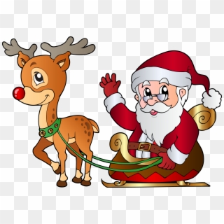 Santa Claus With Deer Clipart