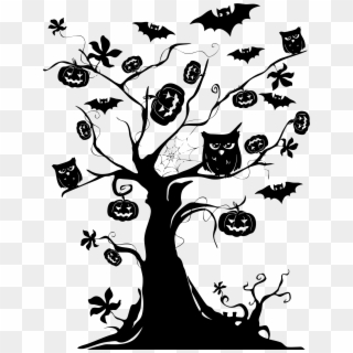 Gravestone Clipart Spooky Halloween Tree - Halloween Tree Silhouette Png Transparent Png
