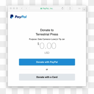 Donate To Terrestrial Press - Paypal Clipart