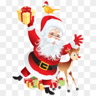Free Png Transparent Santa And Rudolph Deco Png Images - Santa Claus Transparent Background Clipart