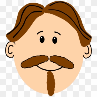 Moustache Beard Cartoon Brown Hair - Man With Moustache Clipart - Png Download