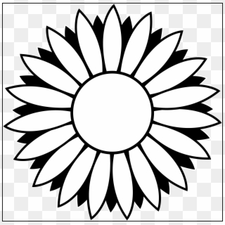 Flower Outline Clip Art - Sunflower Clip Art Black And White - Png Download