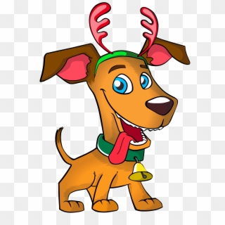 Dog Vector Png Image - Dog With Reindeer Antlers Clipart Transparent Png
