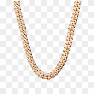 12mm 14k Gold Iced Out Cuban Chain - Necklace Clipart