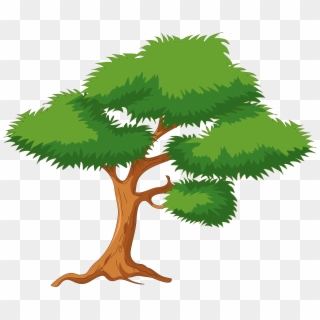 Green Cartoon Tree Png Clip Art - Tree With Branches Cartoon Transparent Png