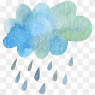Ftestickers Watercolor Cloud Rain Blueandgreen - Rain Cloud Watercolor Transparent Clipart