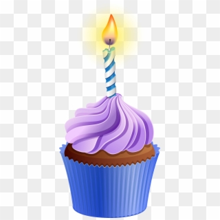 Birthday Candles Clipart Cupcake Candle - Cupcake With Candle Clipart - Png Download