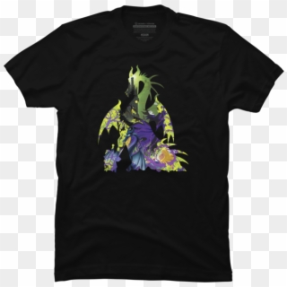 Maleficent Dragon Silhouette - Black Panther Mask On Shirt Clipart