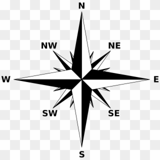 Black And White Compass Png Clipart - Simple Compass Rose Transparent Png