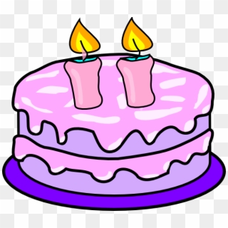 Happy Birthday Candles Clipart - Cake With 2 Candles Clipart - Png Download