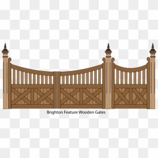 Brighhton Feature Wooden Driveway And Pedestrian Gates - Wooden Gate Gate Clip Art - Png Download