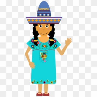 Mexican Girl Typical Dress Hat - Illustration Clipart