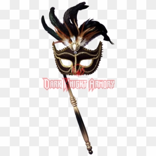 Gold Black Masquerade Mask With Stick Clipart