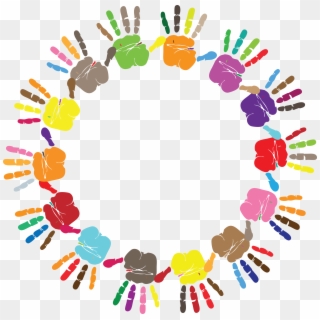 Free Clipart Of A Round Frame Of Handprints In Color - Circle Frame Colorful Png Transparent Png