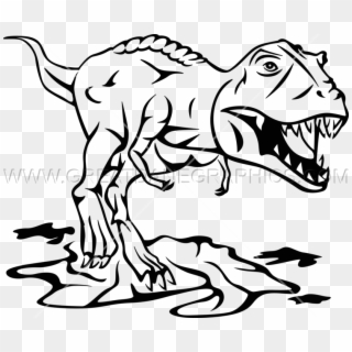 Drawn Tyrannosaurus Rex Black And White - Trex Black And White Clipart