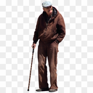 Old Man With Walking Stick And Flat Cap - Old Man Png Clipart
