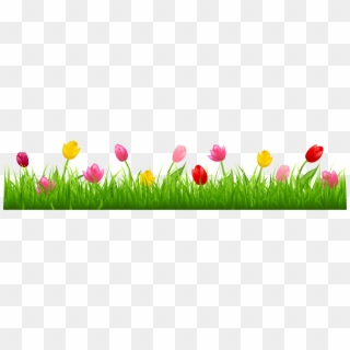 Grass With Colorful Tulips Png Clipart - Tulip Border Clip Art Transparent Png
