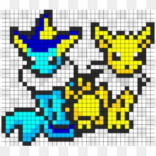 Jolteon And Vaporeon Perler Bead Pattern / Bead Sprite - Pixel Art Grid Pokemon Clipart
