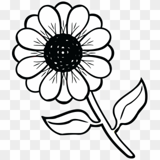 Free Clipart Of A Daisy Flower - Flower Picture Black And White - Png Download