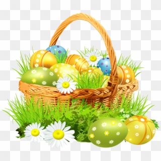 Easter Basket With Eggsand Daisies Png Clipart Picture - Easter Png Transparent Png
