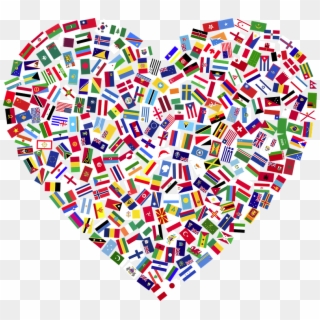 Heart, Flags, Countries, United, Unity, Togetherness - All Countries In A Heart Clipart
