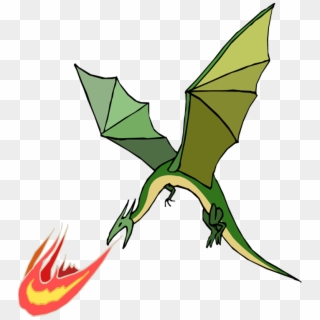 Cartoon Image Of A Winged Dragon Breathing Fire - Fire Breathing Flying Dragon Clipart