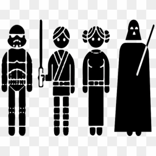 Star Wars Characters Clipart Black And White - Outline Of Star Wars Characters - Png Download