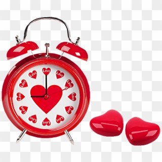 Red Hearts Love Clock Png Clipart - Love Clock Png Transparent Png