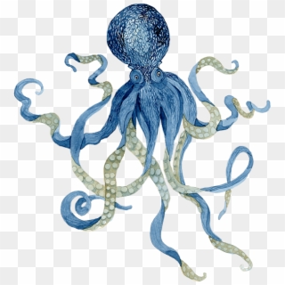Bleed Area May Not Be Visible - Indigo Ocean Blue Octopus Clipart