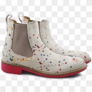 Ankle Boots Ella 5 Suede White Dots Multi - Chelsea Boot Clipart