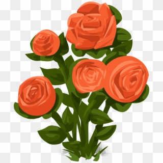 Rose Bush Roses Orange - Rose Bush Vector Png Clipart