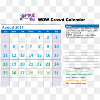 August Crowds At Disney World - 2011 Calendar Printable Clipart