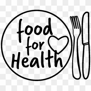 Illustration Of A Plate With The Words 'food For Health' - Line Art Clipart