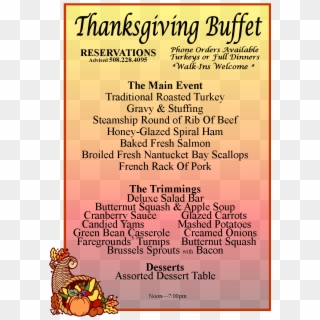 Faregrounds-thanksgiving - Thanksgiving Buffet Menu Clipart