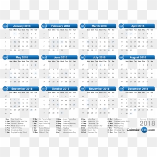 Download 2018 Calendar Png Clipart Background - 2018 Calendar Uk Transparent Png