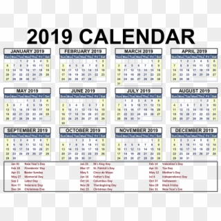 Free Png Download 2019 Indian Calendar Png Images Background - 2019 Calendar With Holidays India Clipart