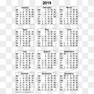 2019 Calendar Png Hd - 2019 Fiscal Calendar With Week Numbers Clipart