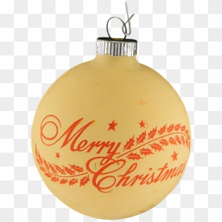 Rare Shiny Brite Opaque Yellow Unsilvered Merry Christmas Clipart