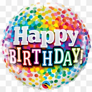 Happy Birthday Rainbow Confetti Foil Balloon - Happy Birthday Foil Balloon Clipart