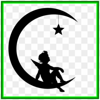 Astonishing Black And White Cartoon Character Crescent - Moon And Star Silhouette Clipart
