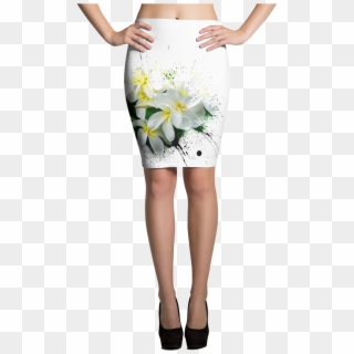 Pencil Skirt Hawaiian White Plumeria Blossoms Tropical - Pencil Skirt Clipart