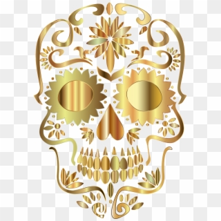 Sugar Skull Clipart Transparent Background - Gold Sugar Skull Clip Art - Png Download