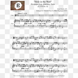 "hole In The Wall" Hornpipe From Abdelazer Suite - Carrickfergus Violin Sheet Music Pdf Clipart
