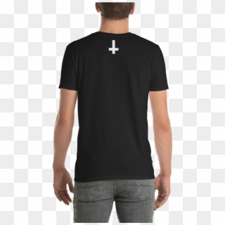 Black T-shirt Printed With A Small Subtle Inverted - Lighting Crew Tshirt Clipart