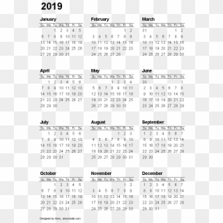 2019 Calendar Png Picture - 2012 Calendar Printable Clipart