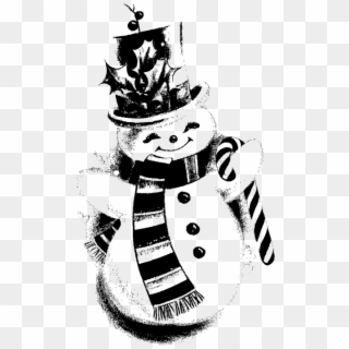 Vintage Snowman Clipart - Vintage Snowman Black And White - Png Download