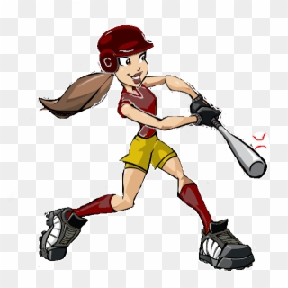 Baseball Cardinal Hit Ball Png - Cartoon Girl Playing Softball Clipart