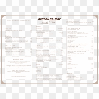 Menus Plane Food Gordon Ramsay Restaurants - Gordon Ramsay Menu Clipart